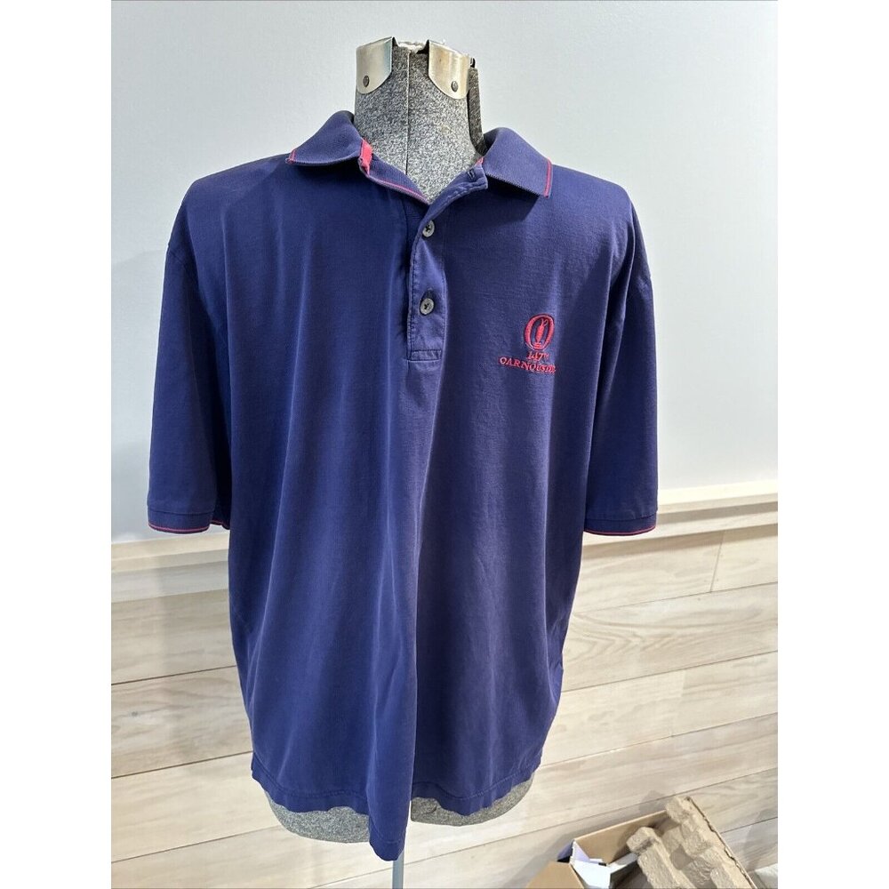 THE OPEN 147th Carnoustie St. Andrews Polo Shirt Men's Size L Blue With Red